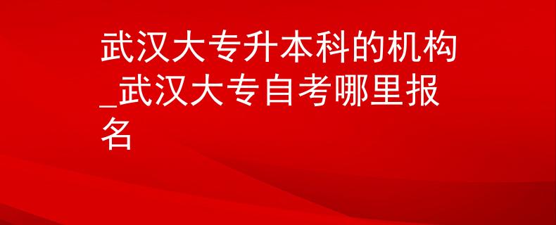 武汉大专升本科的机构_武汉大专自考哪里报名