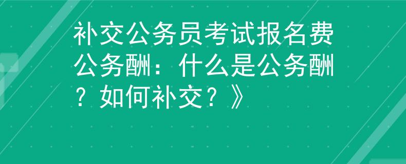 补交公务员考试报名费公务酬：什么是公务酬？如何补交？》