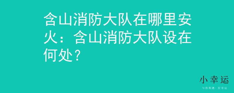 含山消防大队在哪里安火：含山消防大队设在何处？