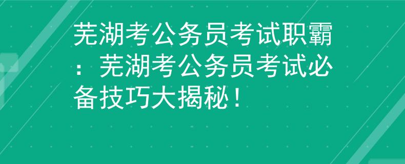 芜湖考公务员考试职霸：芜湖考公务员考试必备技巧大揭秘！