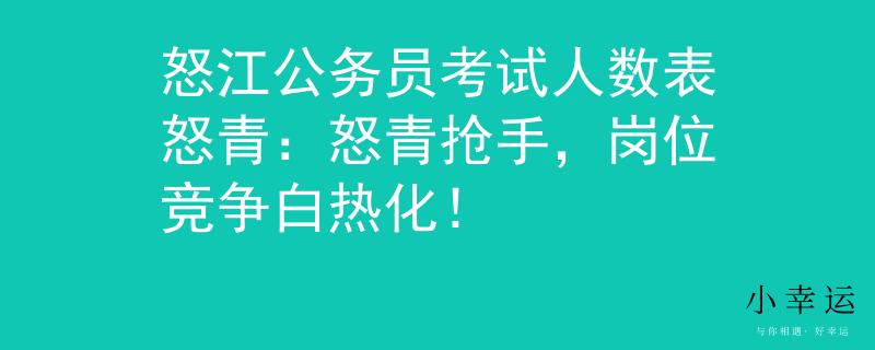 怒江公务员考试人数表怒青：怒青抢手，岗位竞争白热化！