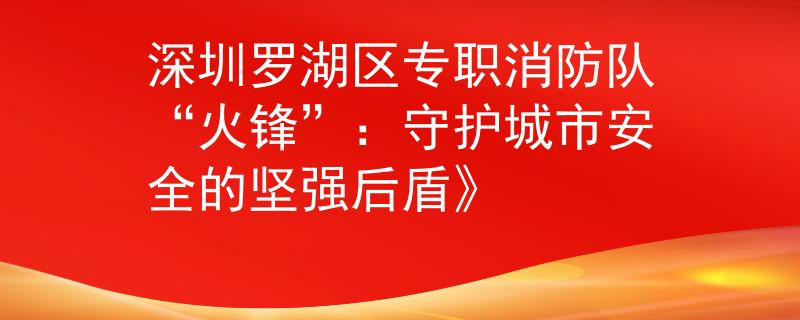 深圳罗湖区专职消防队“火锋”：守护城市安全的坚强后盾》